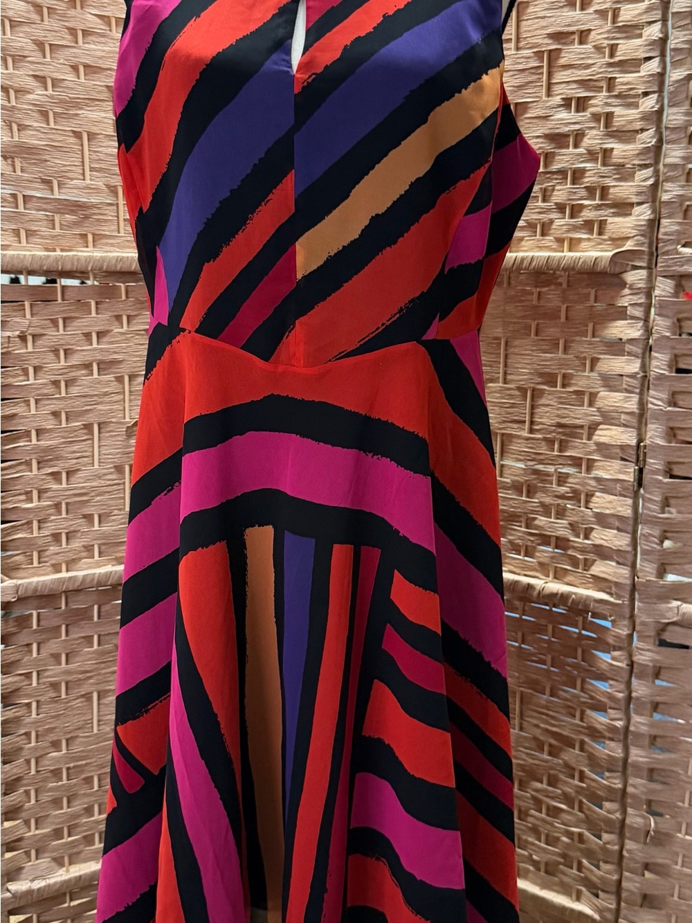 CAbi Bold Multi-Stripe Maxi Dress in Pink, Red, Purple, Black